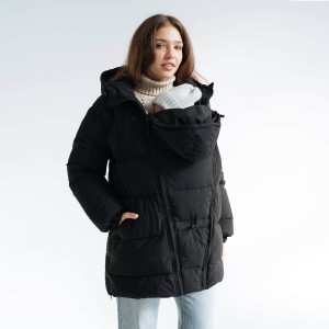 Zimowa kurtka ze wstawką do noszenia - dla dwojga - ciążowa - 3w1 - Czarny  
