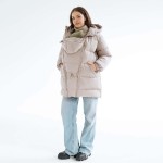 Zimowa kurtka ze wstawką do noszenia - dla dwojga - ciążowa - 3w1 - Beżowy